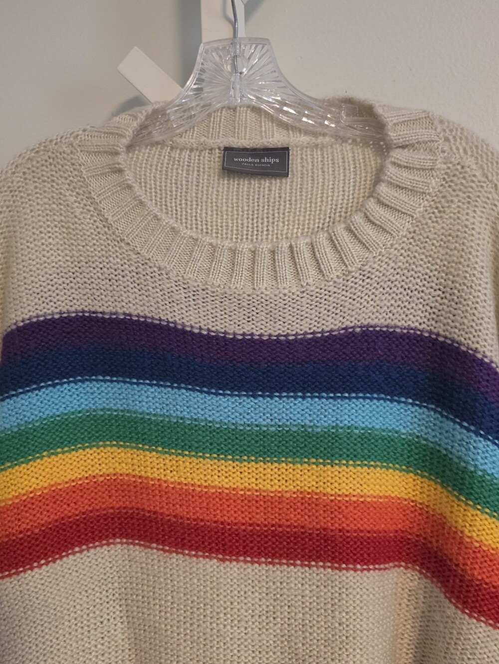 Wooden Ships Paola Buendia Rainbow Stripe Oversized Sweater Small Medium Pride - Picture 6 of 9